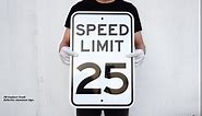 (2 Pack) Speed Limit 25 MPH Sign, Slow Down Sign, Traffic Sign,18 x 12 Inches Engineer Grade Reflective Sheeting, Rust Free Aluminum, Weather Resistant, Waterproof, Durable Ink, Easy to Mount
