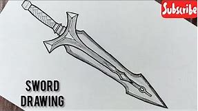 How to draw a sword easy step by step || Sword tattoo drawing