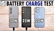 Sony Xperia 1 III vs Samsung S21 Ultra vs iPhone 12 Pro Max Charging Speed Test!
