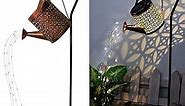 Solar Lanterns Outdoor Waterproof,Metal Watering Can Sun Garden Decor,Hanging Solar Lights Yard Art,Outside Patio Decorations Gardening Birthday Gifts for Mom Grandma Women, with Hook, Large
