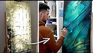 Paint on a GOLD canvas? | Labradorite inspired Abstract art