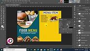 Photoshop Tutorial || Restaurant Food Menu Card Design Design in Photoshop || A4 Size Design