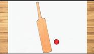 Drawing Cricket Bat and Ball (Easy with Colour & Step by Step)