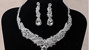 Missgrace Women Wedding Rhinestone Crystal Choker Necklace Earrings Jewelry Sets