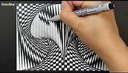 OP ART, How to draw optical illusion art , Geometric art - 124