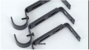 Curtain Rod Holders Heavy Duty Adjustable Rod Brackets for 7/8 or 1 Inch Rods, Set of 3 (Black)