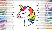 Unicorn 🦄 drawing and coloring for kids and toddler| Step by step drawing of unicorn |Unicorn face
