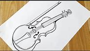 How to draw a violin easy step by step || Violin drawing tutorial