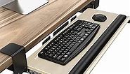 AboveTEK Large Keyboard Tray Under Desk with Wrist Rest, 26.7"×11" Ergonomic Desk Computer Keyboard Stand with Sturdy C Clamp Mount System, Slide-Out Drawer Keyboard Mouse Holder for Office (Birch)