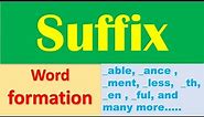 Suffix | What is suffix?| Suffix explained| word formation| More than 30 suffixes with examples