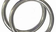 AIVOOF 4" Metal O-Ring, 2 Pack 304 Seamless Welding Stainless Steel Rings Heavy Duty Smooth Solid Multi-Purpose Big Ring for for Crafts, 10mm x 80mm