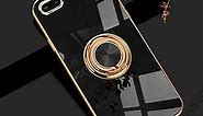 Omorro for Black iPhone 8 Plus/iPhone 7 Plus Case for Women Ring Holder, 360 TPU Rotation Kickstand Rings Cases with Stand Glitter Plating Rose Gold Work with Magnetic Mount Slim Luxury Case Girly