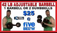 42 lb Adjustable Barbell Review | $25 at Five Below | Series 8 Fitness Barbell or Dumbbells Weights