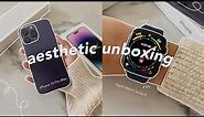 📦 iphone 14 pro max (deep purple) + series 8 apple watch | aesthetic unboxing 💜