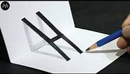 Very Easy !! How to Draw 3D Letter "H" - 3D Trick Art on Paper