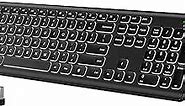 Wireless Keyboard, 2.4Ghz Ultra-Slim Rechargeable Backlit Keyboard, Illuminated Full Size Computer Keyboards with Numeric Pad, 12 Multimedia Keys for Computer, Laptop, Desktop, Windows 10/8/7