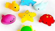 6 Pcs Ocean Sea Animals Mochi Squishy Toys, Kawaii Squishies Mini Squishy Toys for Kids Party Favors, Marine Life Fidget Toys Bulk for Kids Prizes, Goodie Bag Stuffers, Squeeze Toys
