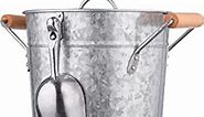 Royalty Art Vintage Ice Bucket with Lid, Scoop, and Carry Handles for Parties, Backyard Barbecues, Picnics, and Camping, Heavy Duty Galvanized Steel for Outdoor Bar Use