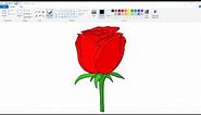How to draw Rose Flower on computer using Ms Paint | Flower Drawing | Ms Paint.