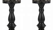 Candle Holders for Pillar Candles Gothic Matte Black Vintage Tall Candle Holders Set of 2 Decorative Large Table Centerpieces Candle Stand Decor (Black 2PCS A)