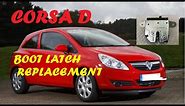 Vauxhall Corsa D electronic boot latch replacement.
