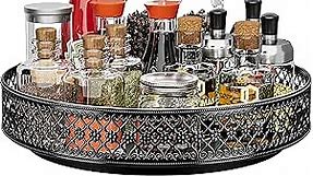 Ovicar Lazy Susan Turntable Organizer - 13 inch Rotating Spice Rack Metal Lazy Susan for Cabinet Pantry Kitchen Countertop Dining Table Cupboard Bathroom Vanity Refrigerator Black