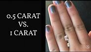 Diamond Size Comparison: 0.5 Carat vs. 1 Carat Emerald Shape Stones