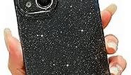 LIFCIUSO Compatible with iPhone 13 Case 6.1 inch, Cute Neon Bling Glitter Luxury Slim Shockproof Silicone Sparkly Phone Case for Women Girls Protection Cover (Black)