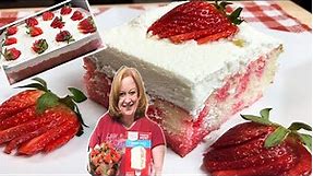 The Easiest STRAWBERRY SHORTCAKE POKE CAKE | Recipe Using Box Cake Mix