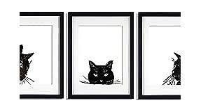 BEZALEL Black Cat Art Print, Cat Decorations - Handmade Black Cat Wall Art, Cat Pictures Wall Decor for Bedroom, Kitchen, Living Room - 3Pcs 8x10'' Unframed Three Cat Prints Wall Art & Posters