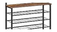 HOOBRO Hall Tree, Coat Rack with Shoe Rack, Hall Tree with Bench, 5 Tier Shoe Storage Organizer with 9 Hooks for Entryway, Closet, Sturdy, Industrial, Rustic Brown and Black BF80MT01G2