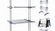 Clothes Drying Rack, 4 Tier Outdoor Laundry Drying Rack, Laundry drying Rack with Foldable Wings Indoor, Gray