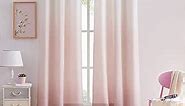 Central Park Ombre Semi Sheer Window Curtain Panel Linen Gradient Print on Rayon Blend Fabric Drapery Treatments for Living Room Bedroom, Cream White to Pink Dust Rose, 40" x 84", Set of 2