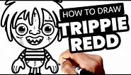 TRIPPIE RED DRAWING (step by step drawing of Trippie Redd cartoon character) ✍️ Sharpie drawing EASY