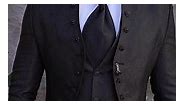 Costum negru de ceremonie, Sacou, Pantalon, Cravata – C4144 Costum #ceremonie Mire/Nas, Sacou-Pantalon-Vesta-Cravata Sacoul este tunica, negru satinat Prindere: nasture dublu cu lantisor Nuanta neagra cu model Croiala : Slim-Fit Website: www.Reginald.ro #groom #wedding #handmade #uk #usa #fyp #foryou #trend | Reginald.ro