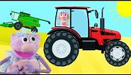 Autá - traktor a kombajn na poli, farme, v lese | rozprávka pre deti o autách | Hanička a Murko