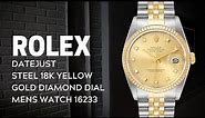 Rolex Datejust Steel 18K Yellow Gold Diamond Dial Mens Watch 16233 | SwissWatchExpo