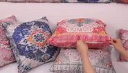 Pink Boho Throw Pillow Covers Set of 2 Monaco Rug Persian Carpet Double Sided Pattern Cotton Soft Pillow Case Cushion Cover Pillowcase for Garden Couch Sofa Bed Decorative 20x20 inch