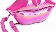 Funny Lip Telephone, with Number Storage Function, Rose Red Landline Telephone Home Desktop Corded Fixed Telephone for Home Office Phones Home Decoration, Gifts for Kids Seniors Adults Friends