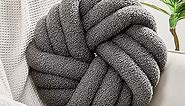 Uvvyui Knot Pillows, 14 Inch Decorative Throw Pillows Round Pillows Cushion, Soft Handmade Knotted Ball Pillow Plush Cushion Home Decor for Bed Couch Living Room (Dark Gray, 14 Inch)