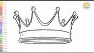 Queen crown drawing easy | How to draw A Crown step by step | Outline drawings | Art JanaG