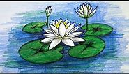 How to Draw Water lily / National flower of Bangladesh Step by Step (Very Easy)