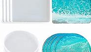 8 Pack Coaster Molds for Resin Casting,4 Pack Square Coaster molds and 4 Pack Round Epoxy Resin Molds Silicone,Great for Making Coasters, DIY Resin Artwork,Home Decor