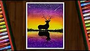 Beautiful Night Sky Drawing with Oil Pastels - step by step