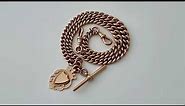 9ct Rose Gold Double Albert Watch Chain and Medal - 79.7g