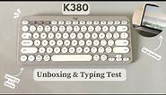 Logitech K380 Sand Unboxing & Typing Test 2023 | Affordable Minimalist Keyboard