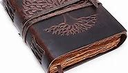 LUXEORIA Tree Of Life Leather Journal for Women and Men, Handcrafted Leather Journal for Writing Womens, Leather Sketchbook, Travel Diary with Unlined Deckle Paper, Vintage Brown 6x8