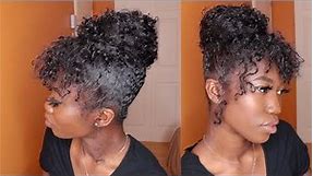 Faux Curly Bun & Bang | Using A Drawstring Ponytail On Natural Hair