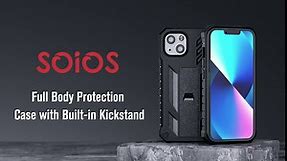 SOiOS for iPhone 13-Pro Phone Case: Military Grade Drop Proof Protection Mobile Cover with Kickstand | Matte Textured Rugged Shockproof TPU | Protective Sturdy Case - Purple(Not for 13 Pro Max)