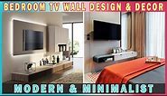 MODERN & MINIMALIST! 40+ Stunning Master Bedroom TV Wall Design & Decoration 2021